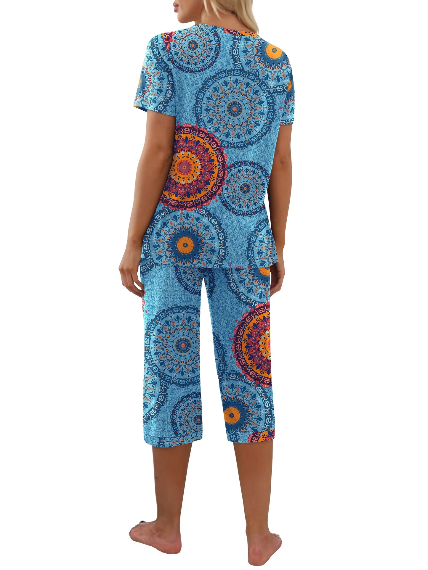 Women'S Pajama Sets Short Sleeve Shirt and Capri Soft Pajama Sets with Pockets S-4XL
