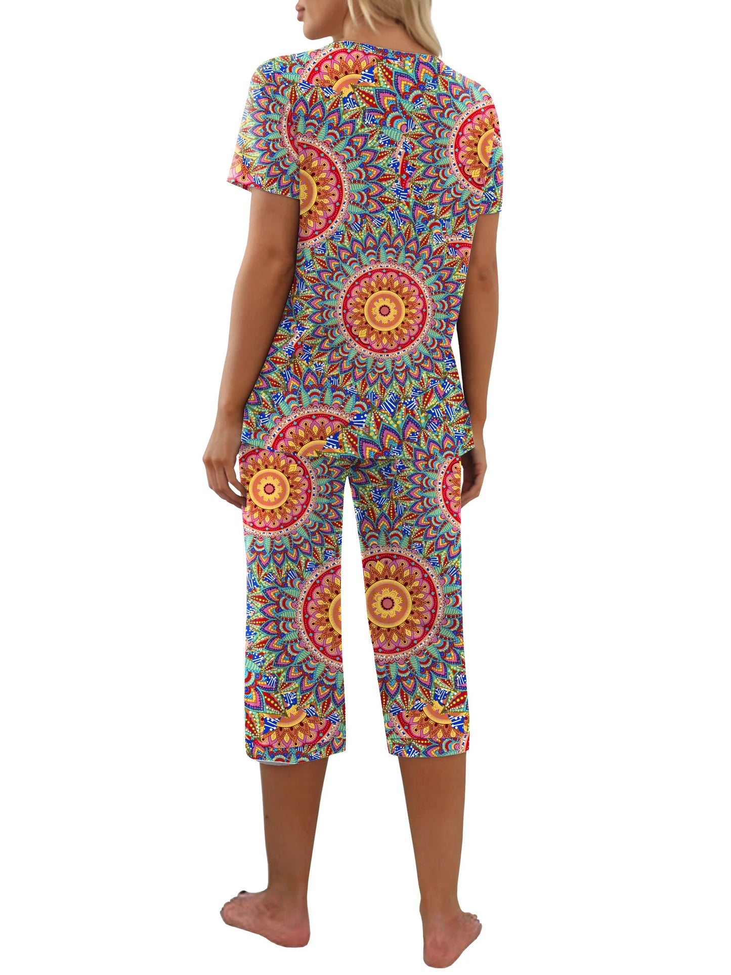 Women'S Pajama Sets Short Sleeve Shirt and Capri Soft Pajama Sets with Pockets S-4XL