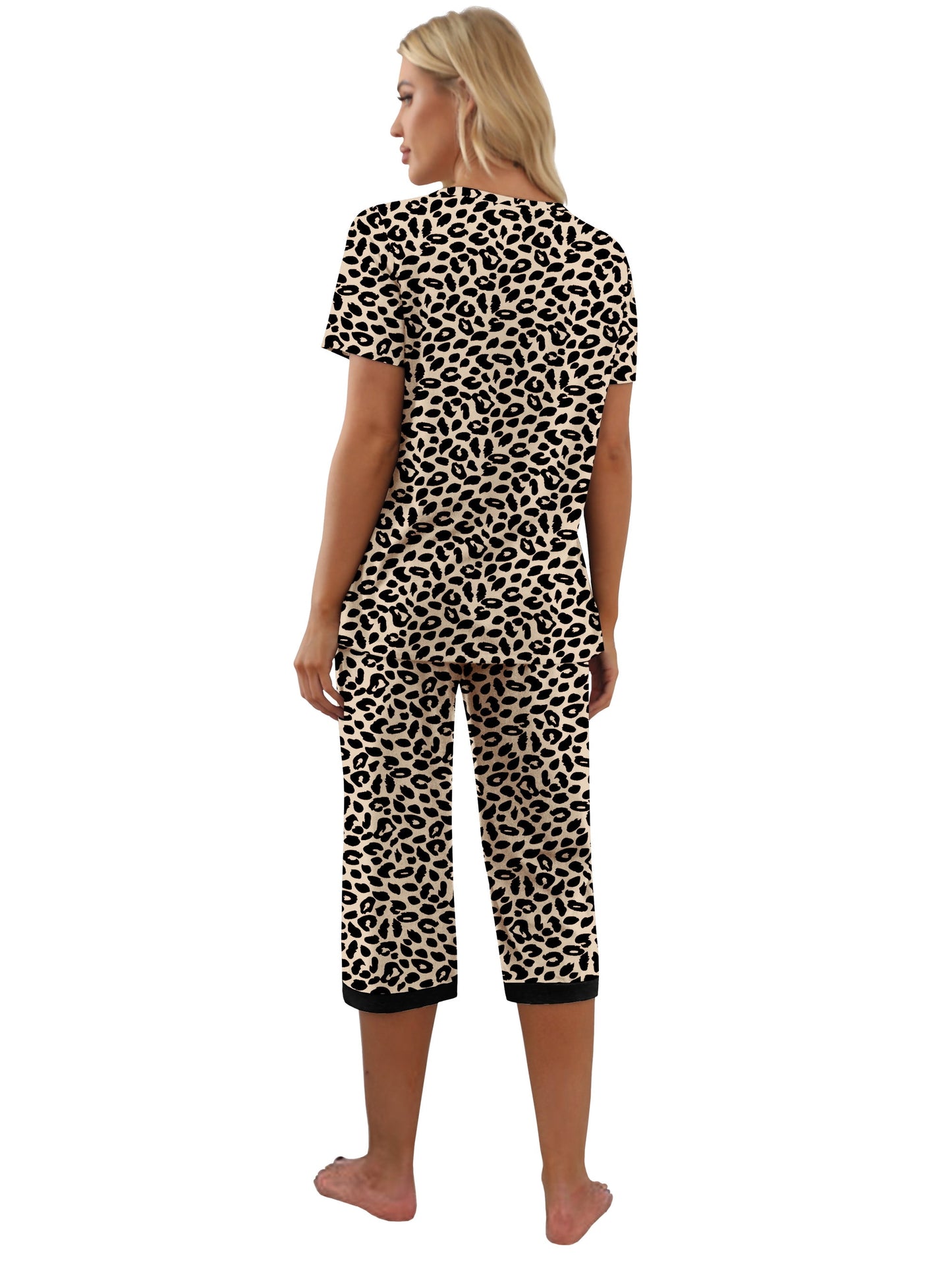 Women'S Pajama Sets Short Sleeve Shirt and Capri Soft Pajama Sets with Pockets S-4XL