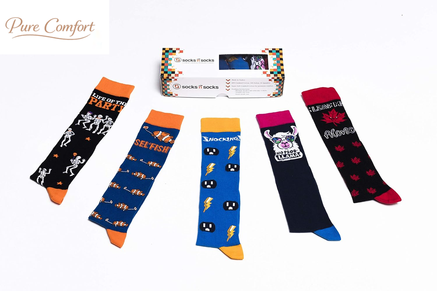 -Women 5-Pairs Luxury Cotton Colorful Cool Fun Knee High Socks