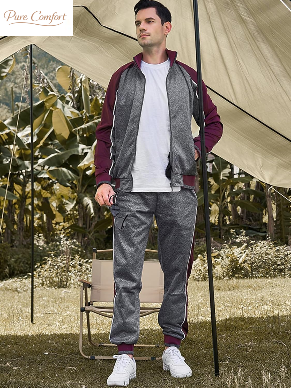 Men'S Tracksuits Sweat Suit Casual Long Sleeve 2 Piece Outfit Sports Jogging Suits Set