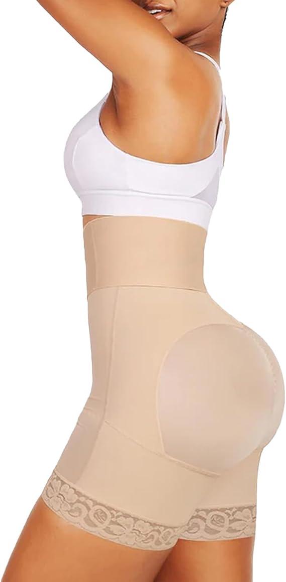 Strapless Fajas Colombianas for Women Tummy Control Body Shaper Shorts with Butt Lifter & Zipper Crotch High Waist Lace Trim