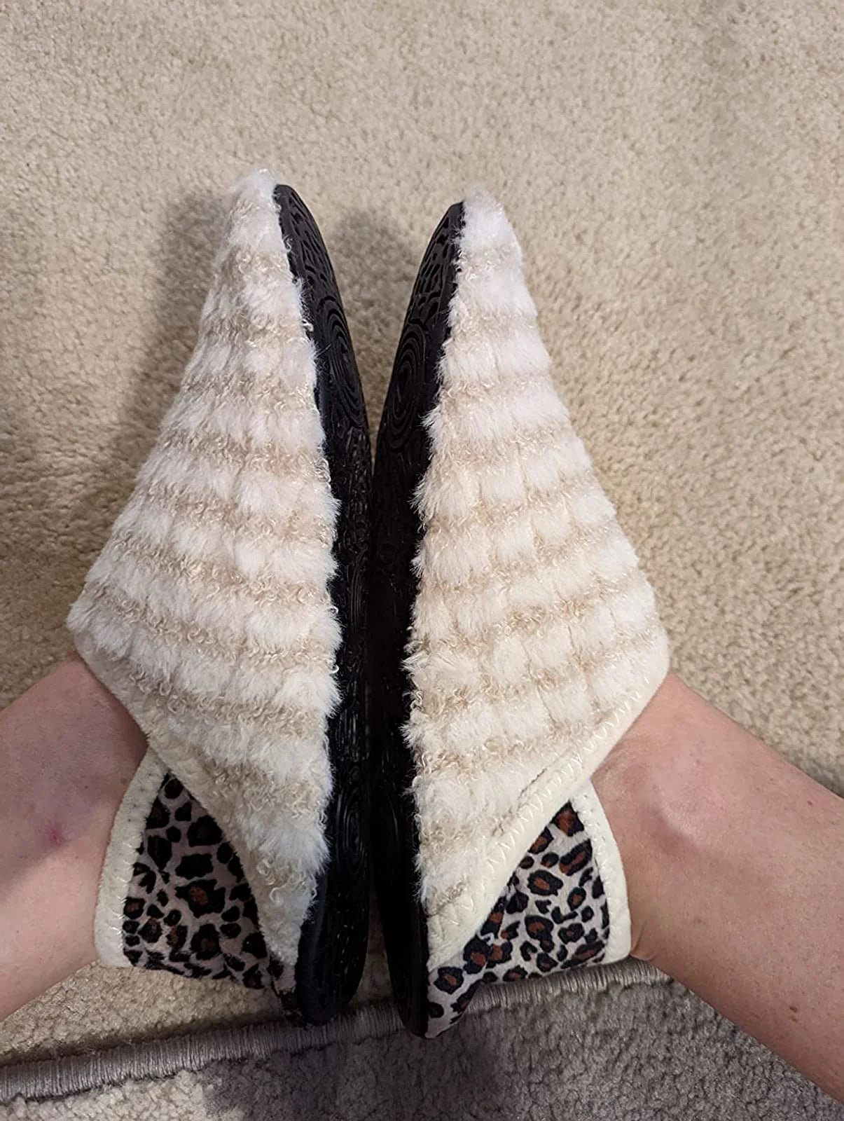 Womens Mens Slippers House Slipper Slip on Fuzzy House Shoes Indoor/Outdoor Beige