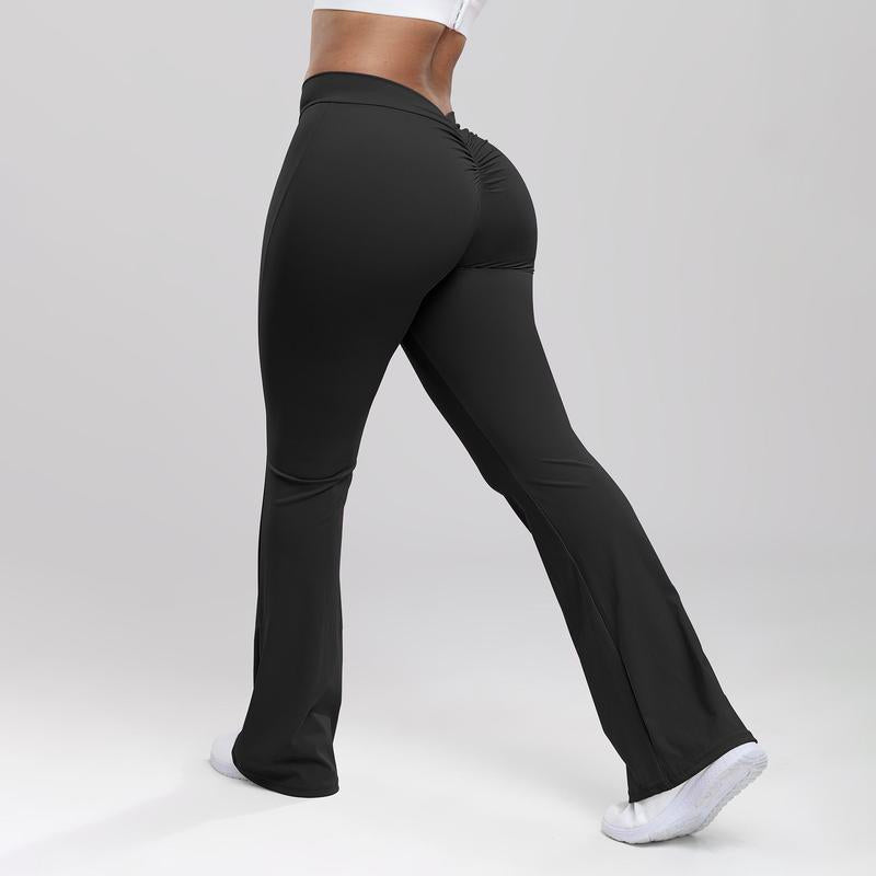 Arsoxy Women V Back Scrunch Butt Flared Leggings Soft High Waisted Booty Tights Workout Gym Flare Yoga Pants