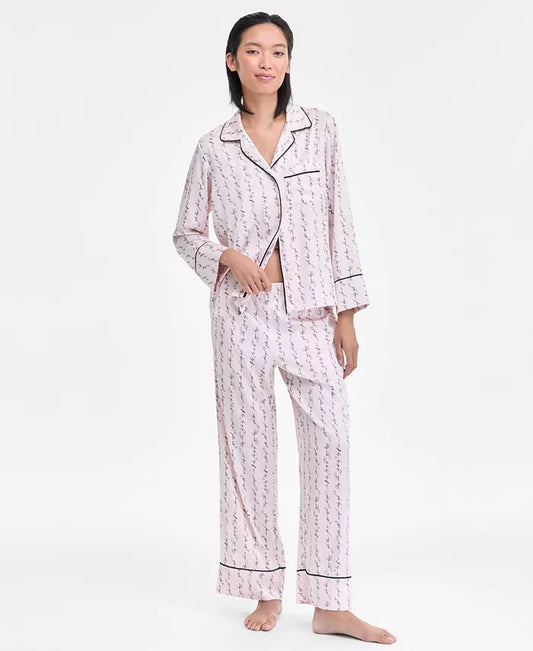 Women'S Printed Satin Long Pajama Set, Macy'S Exclusive