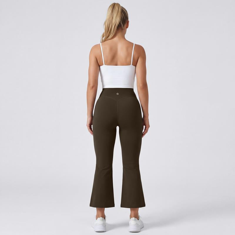 OQQ Women'S Casual Pants Soft Wide Leg Cropped Flare Pants for Women High Waist Comfortable and Elastic Relaxed Trousers