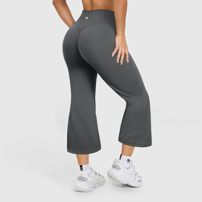 OQQ Women'S Casual Pants Soft Wide Leg Cropped Flare Pants for Women High Waist Comfortable and Elastic Relaxed Trousers