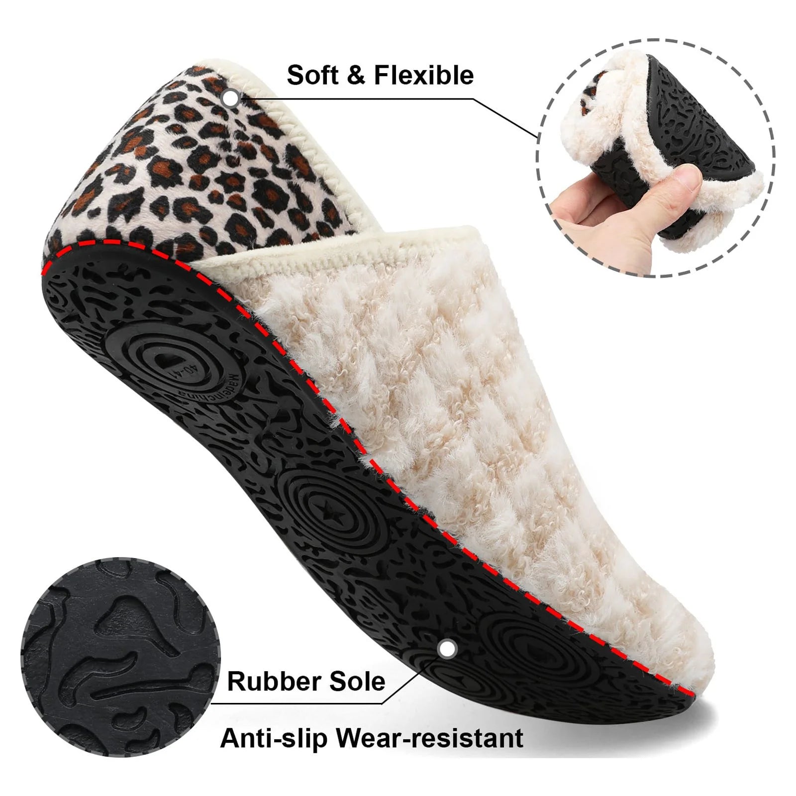 Womens Mens Slippers House Slipper Slip on Fuzzy House Shoes Indoor/Outdoor Beige