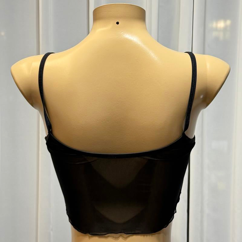 SHERRYLO Sheer Tank Top for Women See through Stretch Crop Top Summer Sleeveless Strap See Thru Mesh Cami Tops