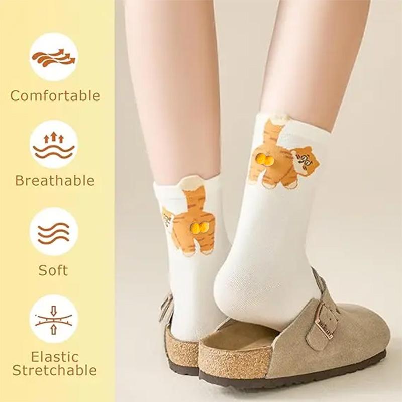3 Pairs Cute Cotton Cat Socks with Balls Soft Comfy Fit All Seasons Christmas Gifts Stocking Stuffers Funny Socks Cuff Halloween Face Embroidered Socks Pink