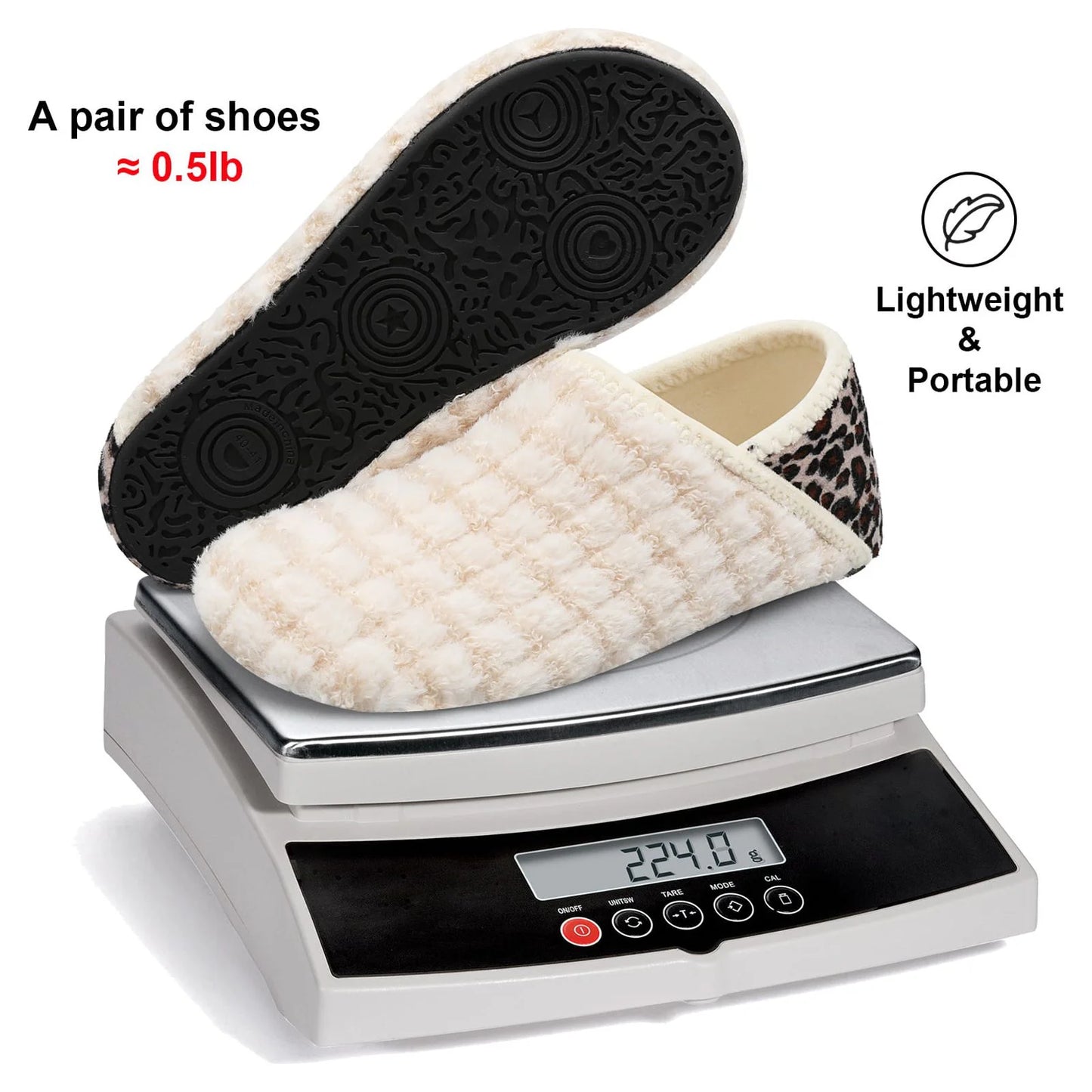 Womens Mens Slippers House Slipper Slip on Fuzzy House Shoes Indoor/Outdoor Beige