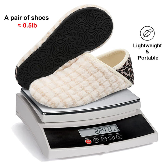 Womens Mens Slippers House Slipper Slip on Fuzzy House Shoes Indoor/Outdoor Beige