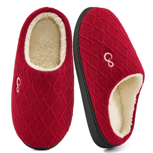 Womens Slippers: House Shoes Memory Foam Non-Slip Fuzzy Faux Fur Indoor Outdoor Winter Slippers for Women