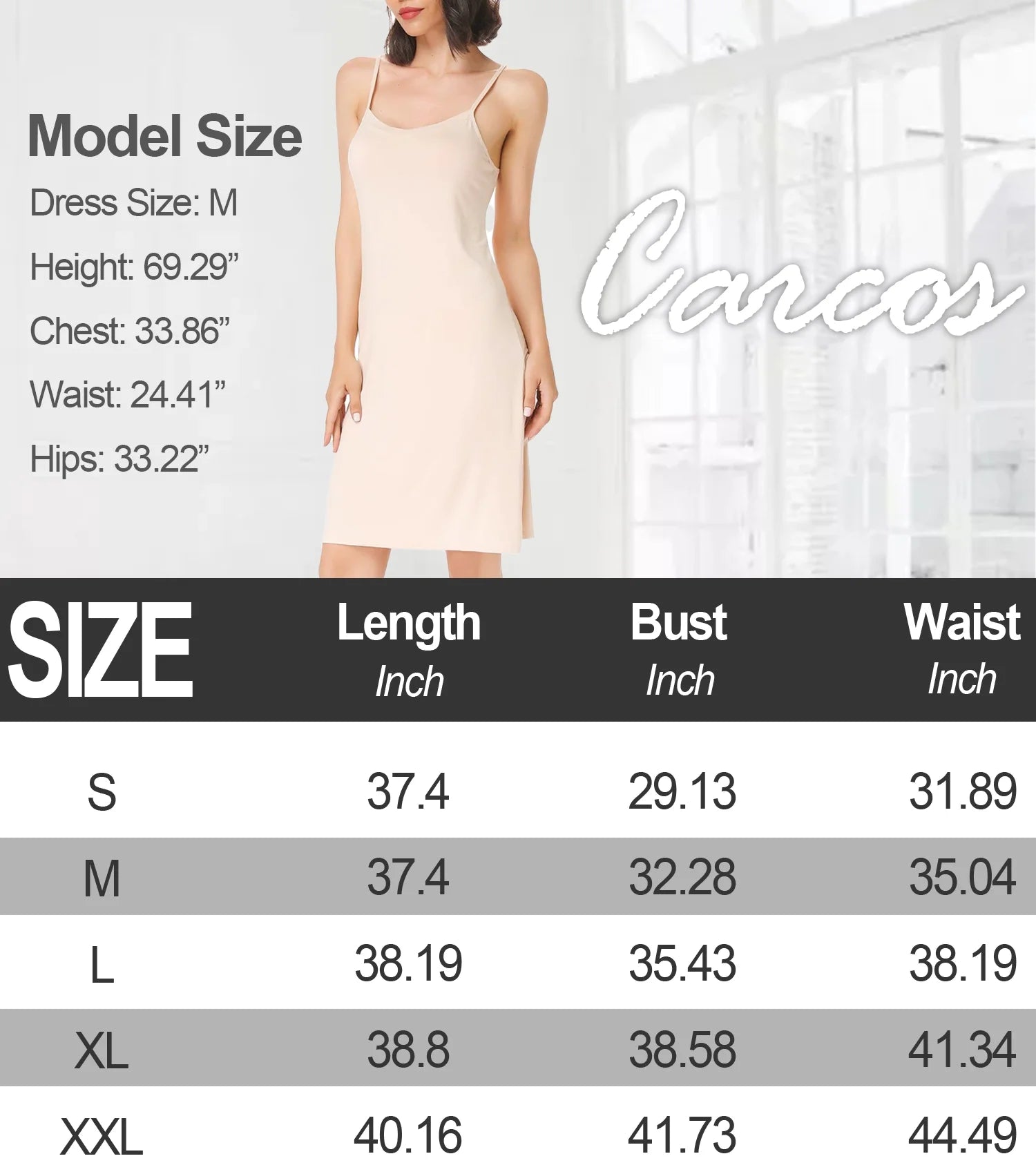 2 Packs Full Slip for Women under Dress Adjustable Spaghetti Strap Knee Length Slips Undergarment Nightwear Black/Apricot,L