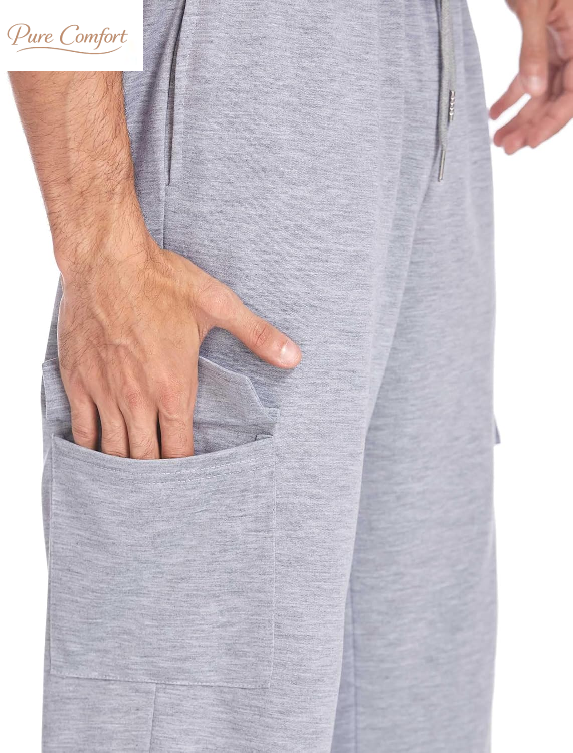 Men'S Cargo Sweatpants Open Bottom Baggy Sweat Pants for Mens Straight Leg Gym Cargo Sweats Lounge Pants with Pockets