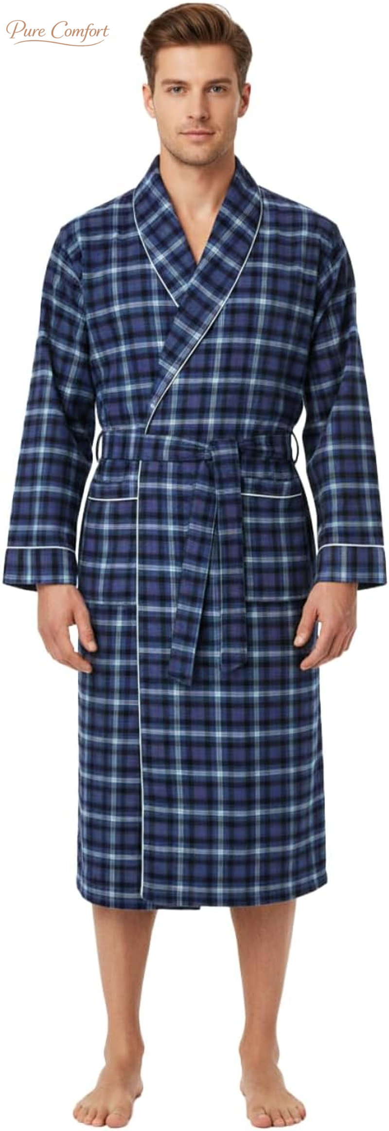 Mens 100% Cotton Flannel Robe