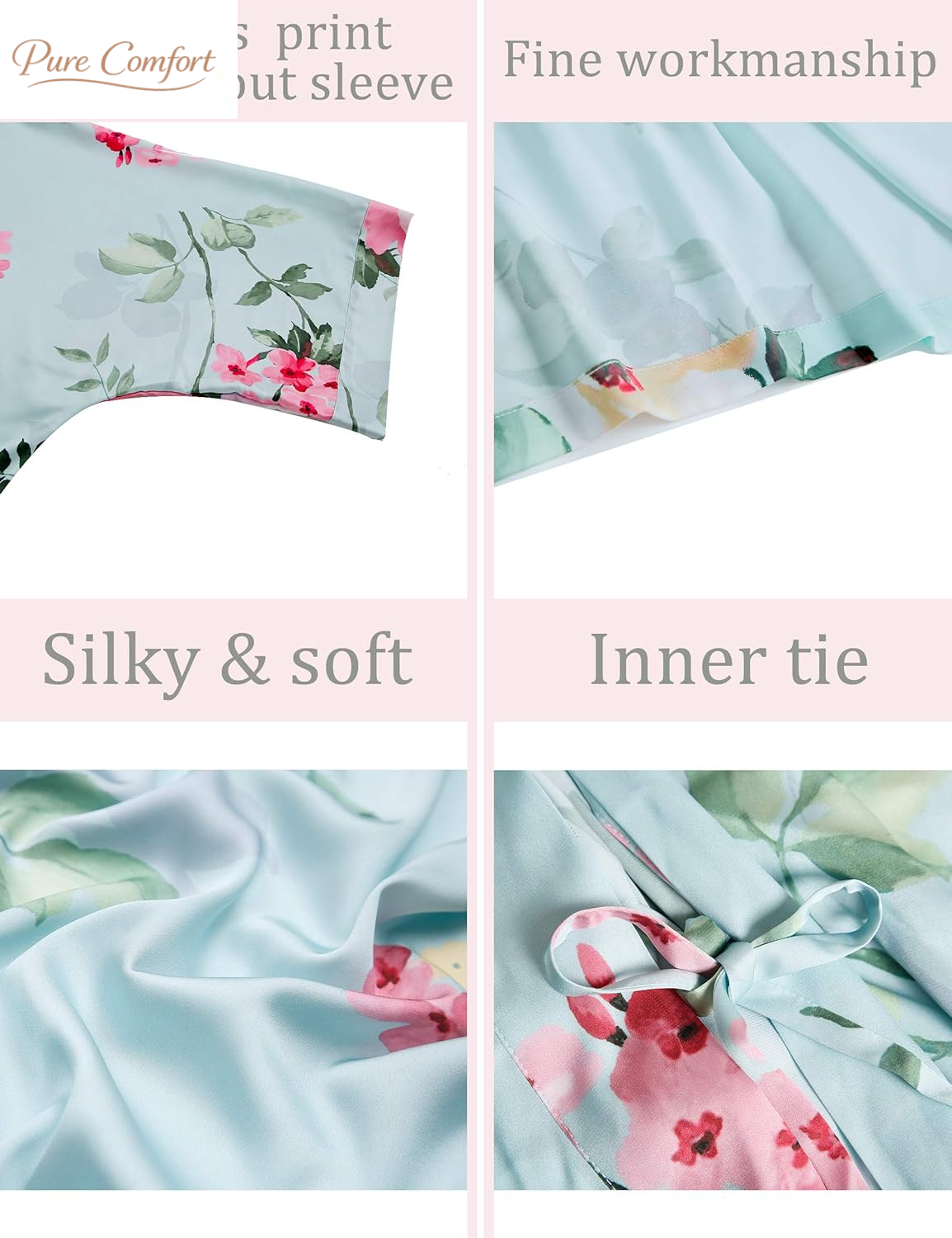 Long Soft Lightweight Silky Kimonos Robes for Women, Luxury Japanese Floral Womens Kimono Robe