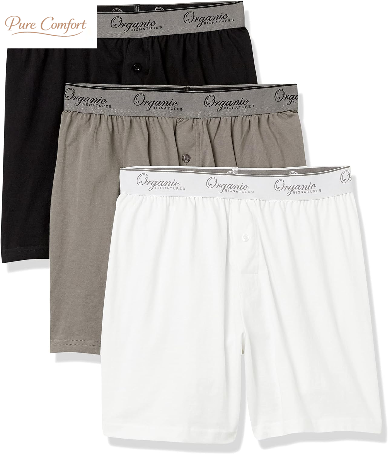 Men'S Boxers 100% Organic Cotton, Soft Boxers for Men, 3-Pack