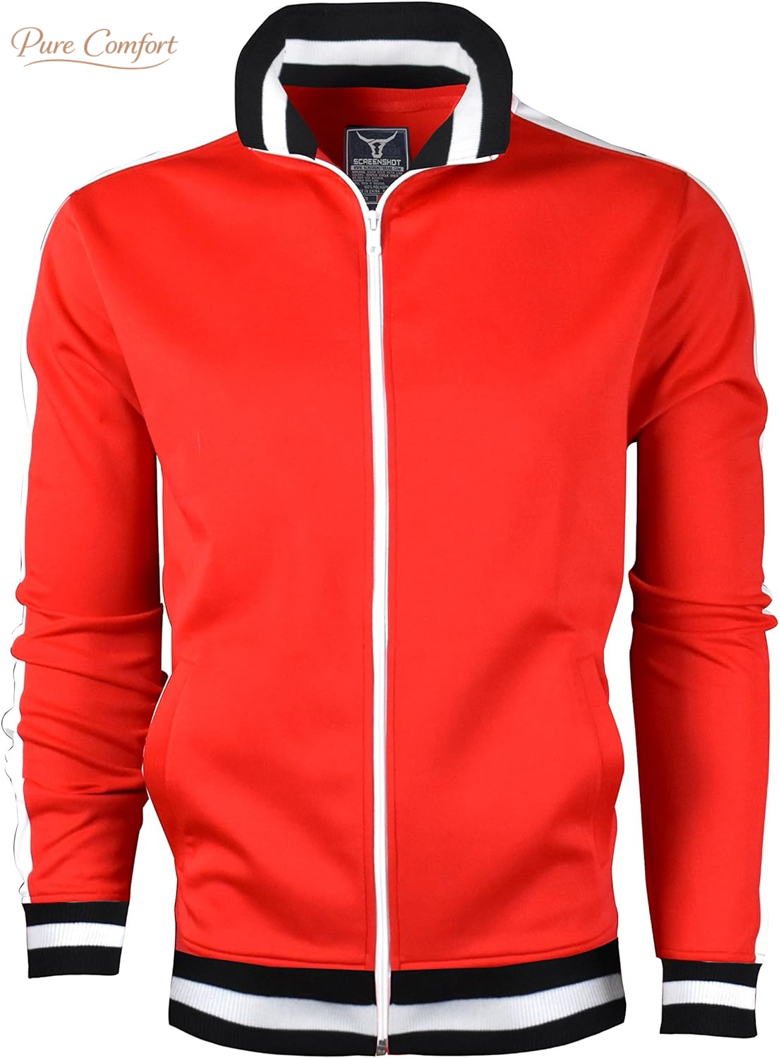 -TRACK JACKET Mens Urban Hip Hop Premium Track Jacket - Slim Fit Side Taping Sportswear Urbanwear Streetwear Top