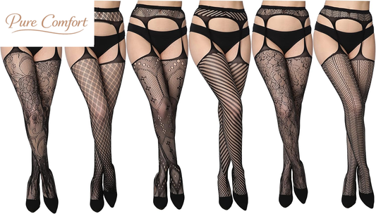 Fishnet Women'S Lace Stockings Tights Sexy Pantyhose Regular & plus Sizes (Pack of 6)