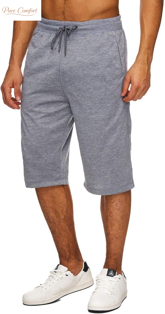 Mens Elastic Waist Drawstring Workout Gym Joggers 3/4 Shorts Summer Casual Sweat Short Pants with Pockets