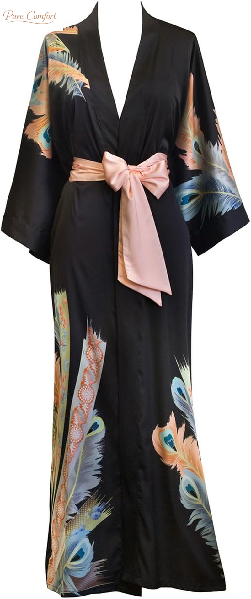 Luxury Kimono Robe for Women | Long Floral Robe | Original Design | Removable Waist Tie Closure