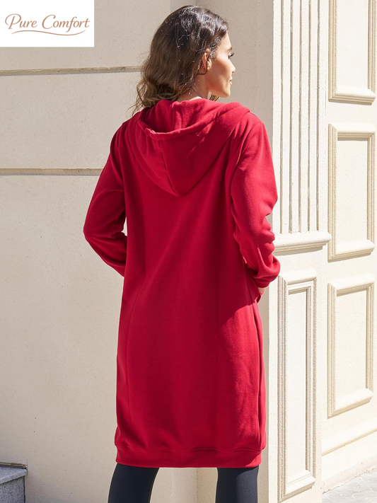 Womens Long Zip up Hoodies Comfortable Fleece Fashion Sweatshirts 2026 Casual Jackets with Pockets