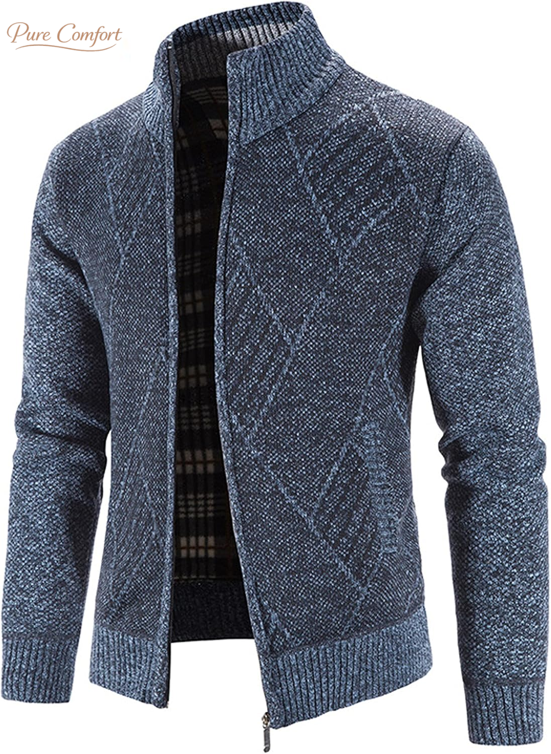 Men'S Cardigan Sweaters Casual Full Zip Sweaters Knitted Cardigan with Pockets