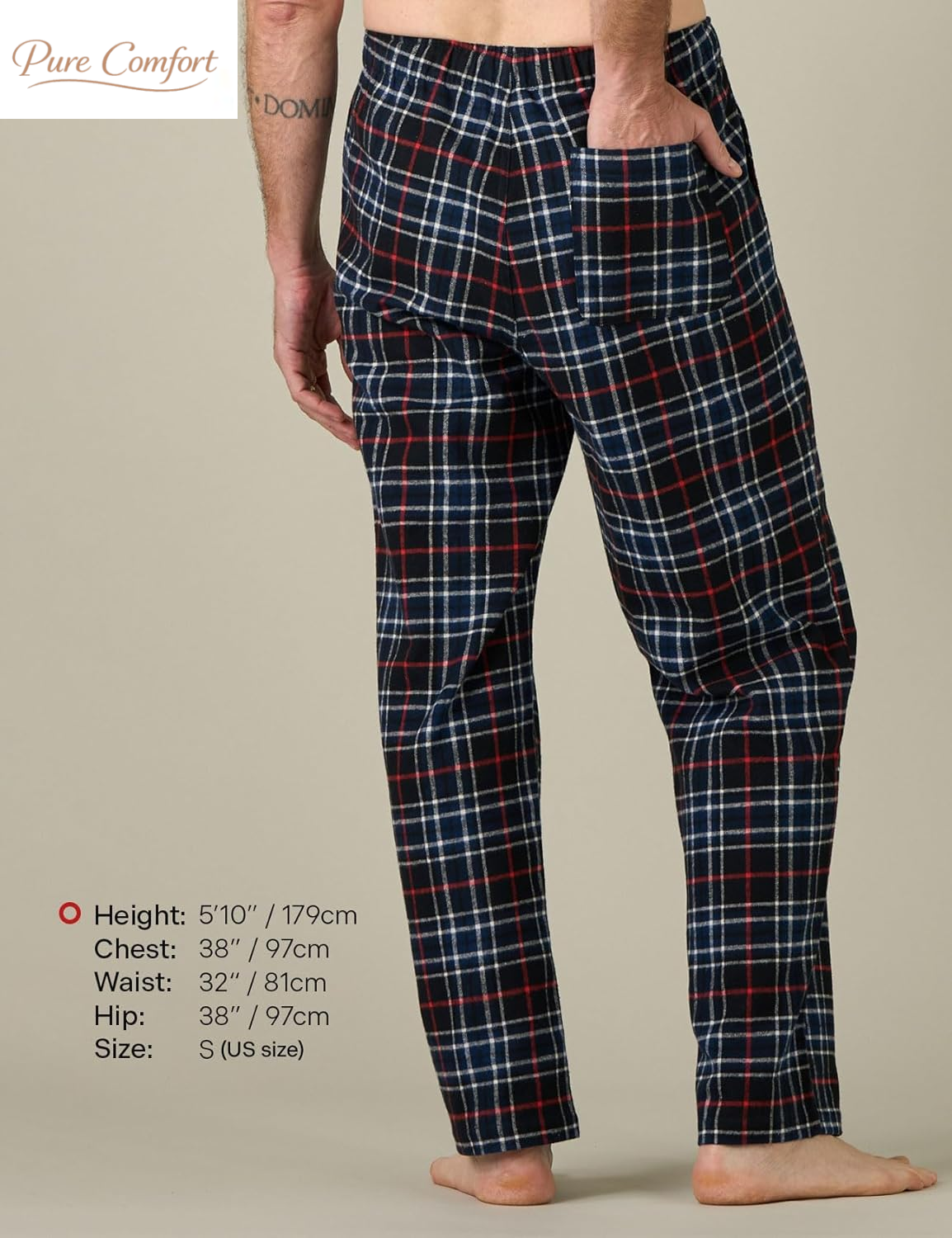 Men'S Pajama Pants Cotton Flannel Plaid Lounge Fleece Warm Sleepwear Pants PJ Bottoms Drawstring and Pockets M39/M128