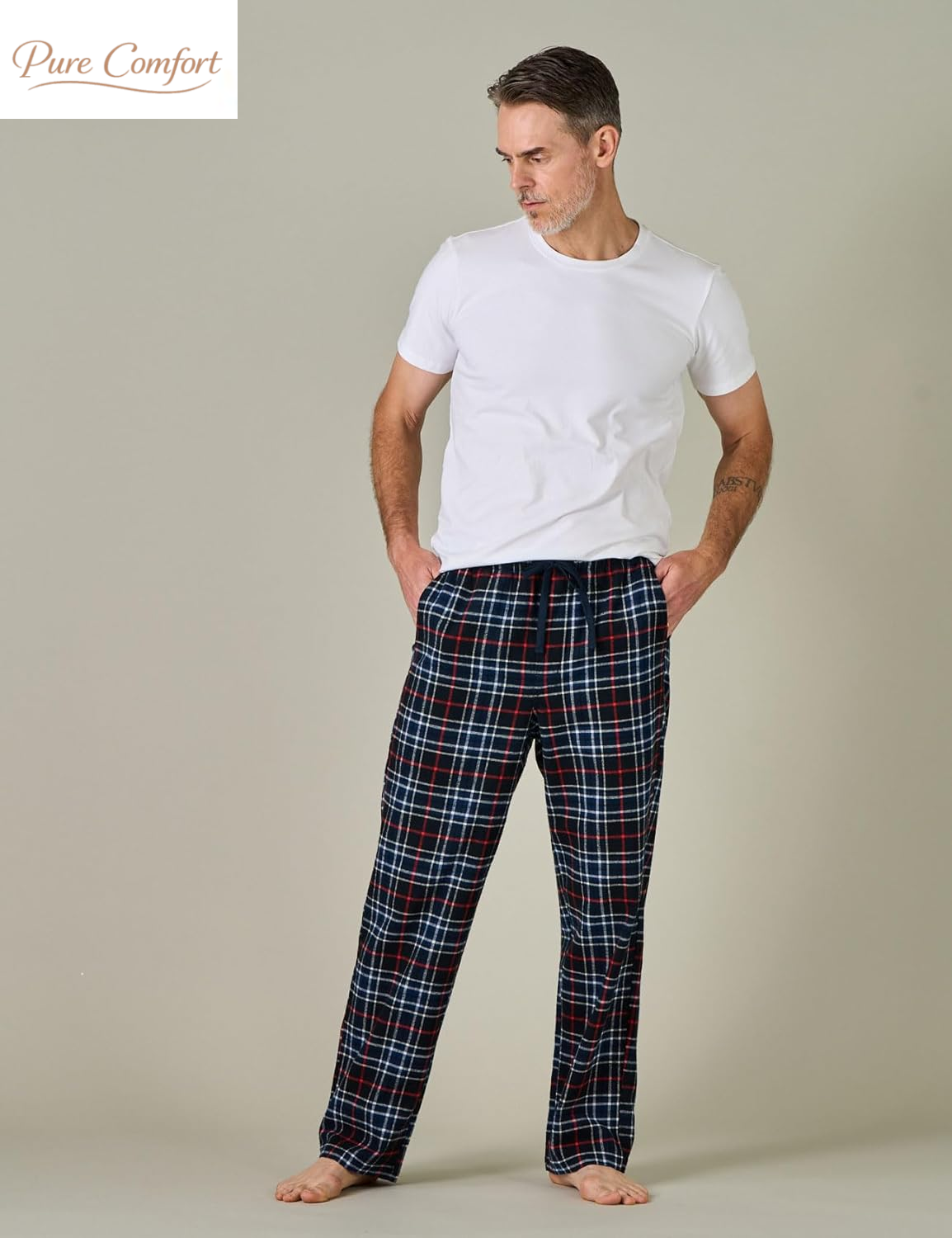 Men'S Pajama Pants Cotton Flannel Plaid Lounge Fleece Warm Sleepwear Pants PJ Bottoms Drawstring and Pockets M39/M128