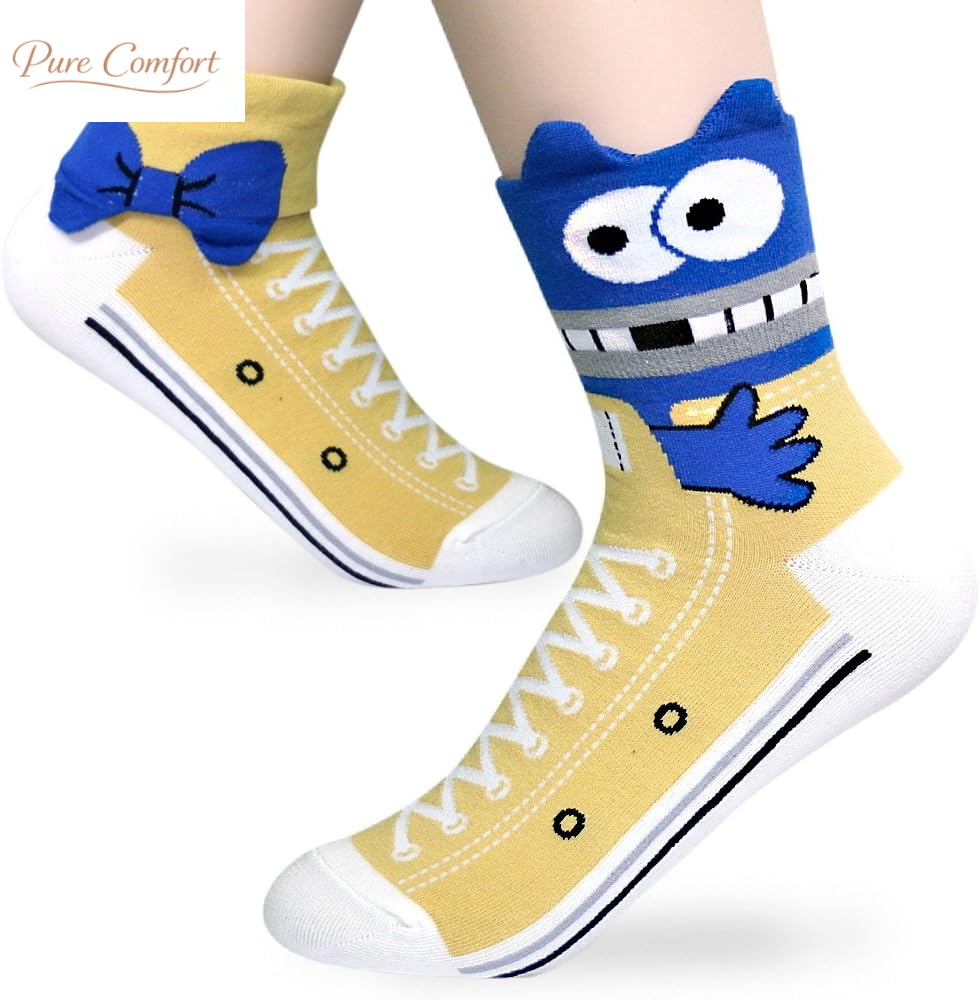 Women'S Cute Animal Designed Funny Novelty Crew Socks, Cat Dog Panda Patterns, Gift Ideas Size 6-9