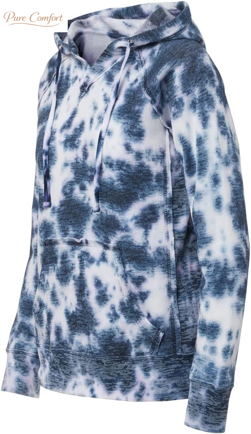 Tie Dye Sweatshirts Hoodies for Women Rainbow Lightweight Pullover - Cotton Fleece Hoodie for Fall Winter Outfits