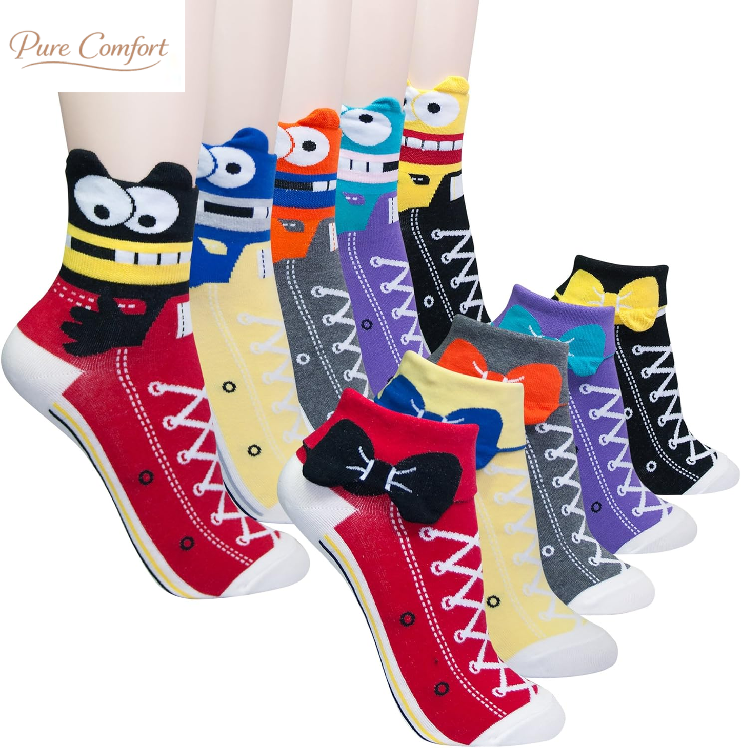Women'S Cute Animal Designed Funny Novelty Crew Socks, Cat Dog Panda Patterns, Gift Ideas Size 6-9