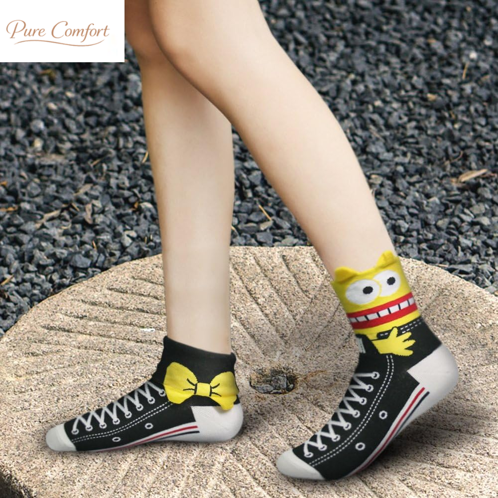 Women'S Cute Animal Designed Funny Novelty Crew Socks, Cat Dog Panda Patterns, Gift Ideas Size 6-9