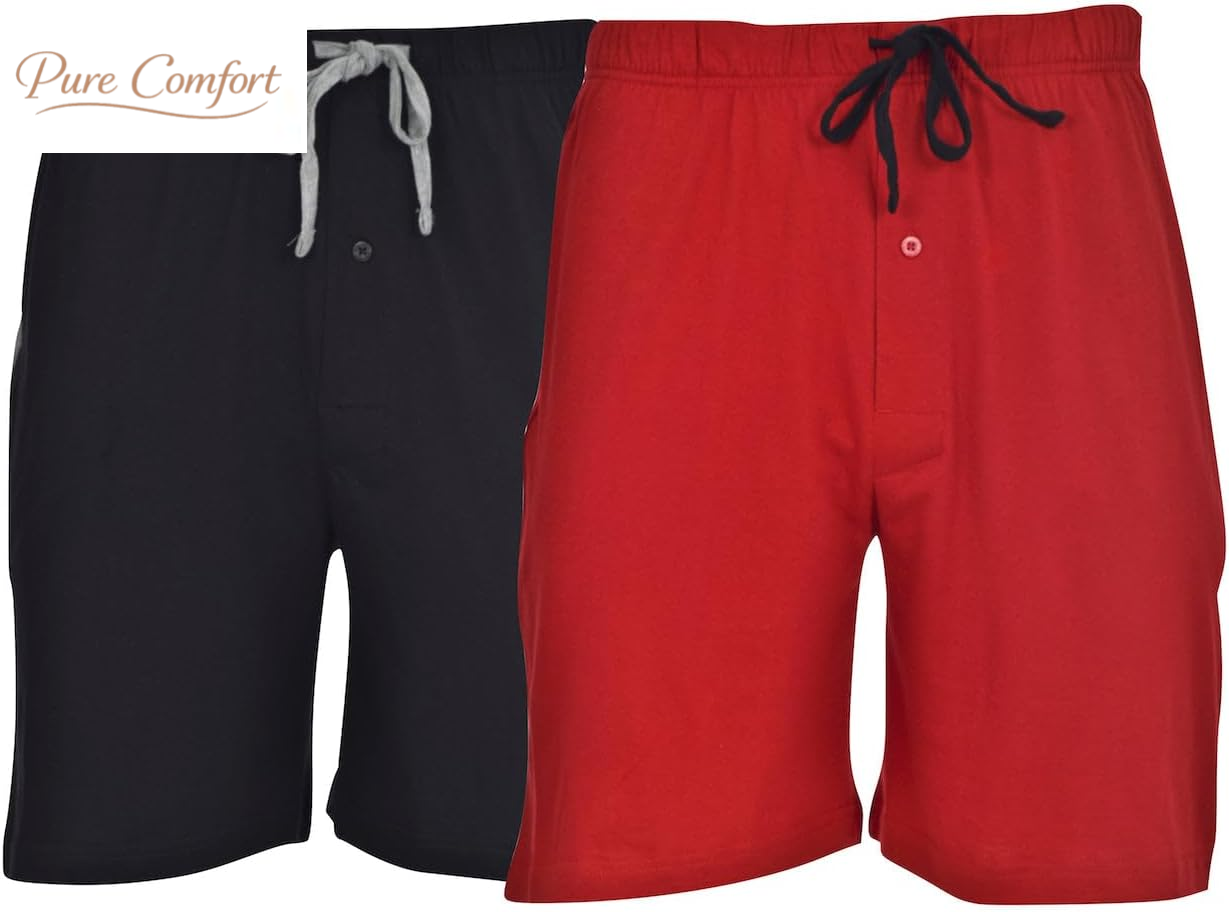 Men’S Sleep Shorts 2 Pack - Cotton, 7.5" Inseam, Athletic, Pajamas, Soft Loungewear, Pantalones Cortos