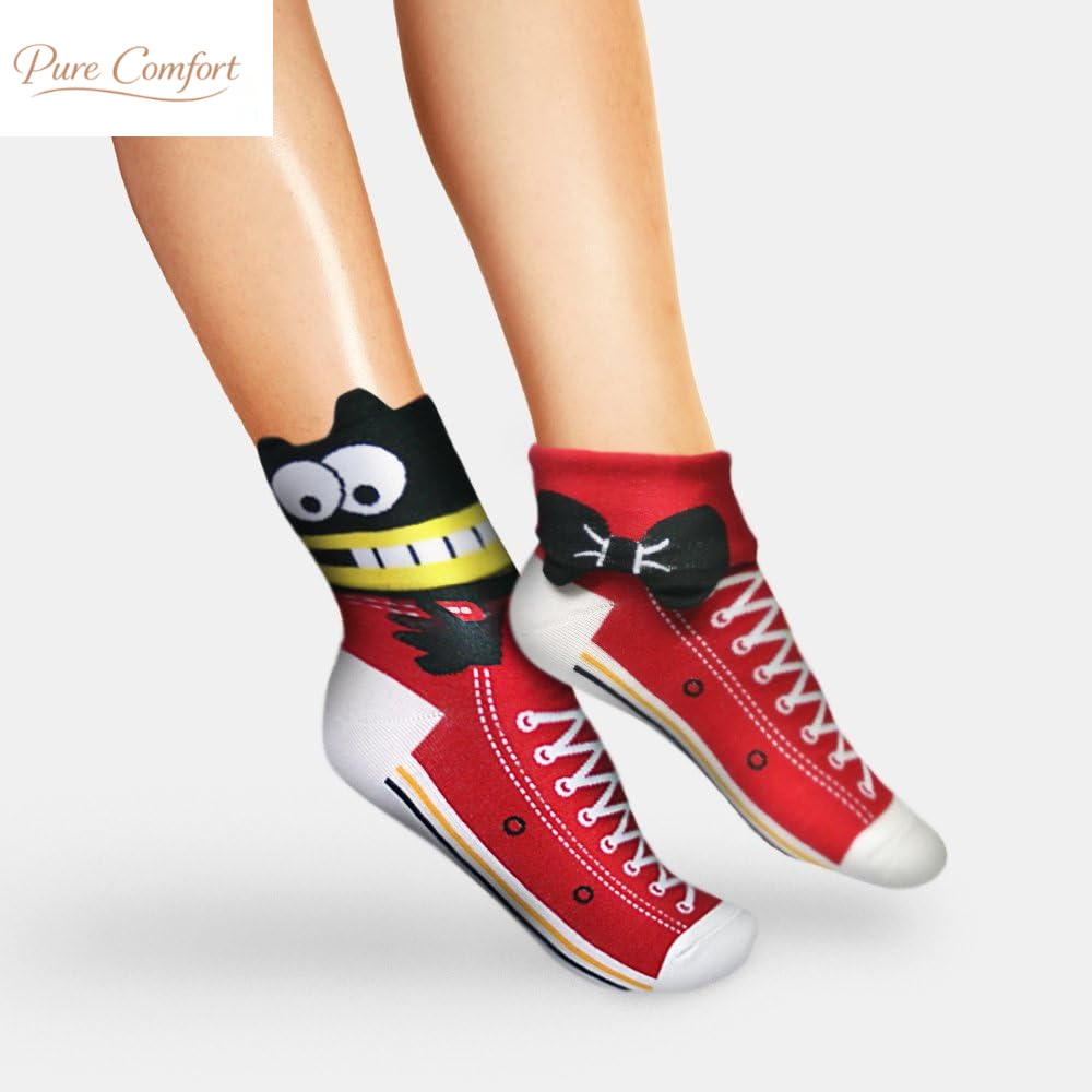 Women'S Cute Animal Designed Funny Novelty Crew Socks, Cat Dog Panda Patterns, Gift Ideas Size 6-9
