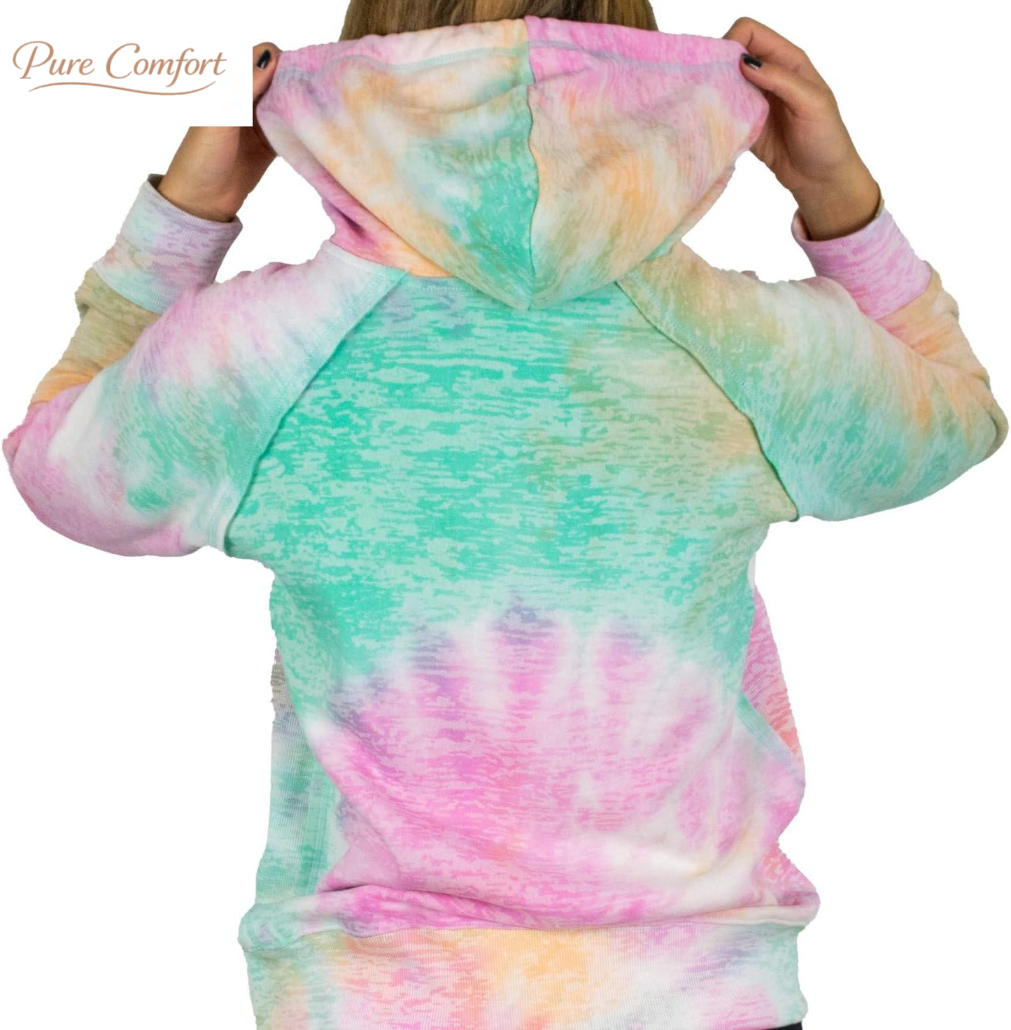 Tie Dye Sweatshirts Hoodies for Women Rainbow Lightweight Pullover - Cotton Fleece Hoodie for Fall Winter Outfits