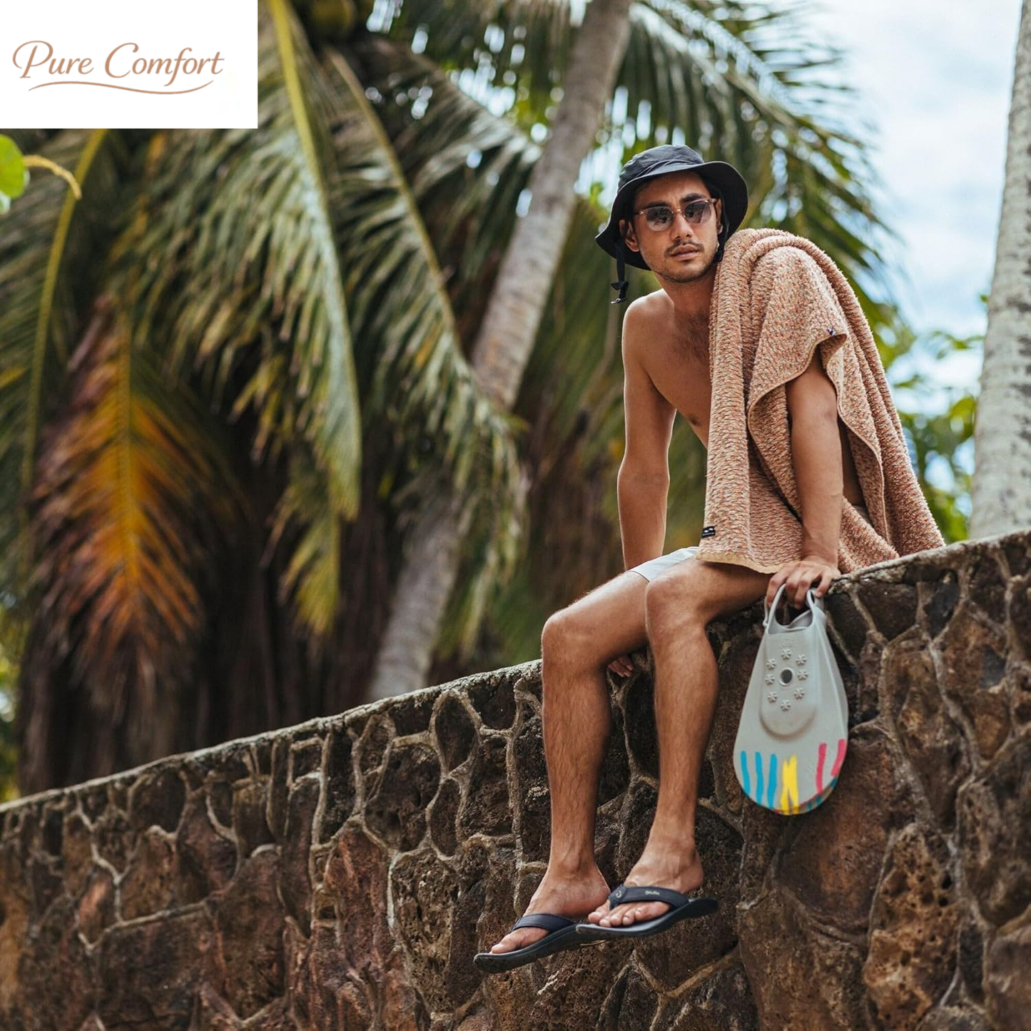 Ho'Opio Hau Women'S Beach Sandals, Quick-Dry Flip-Flop Slides, Water Resistant Suede Lining & Wet Grip Soles, Soft Comfort Fit & Arch Support