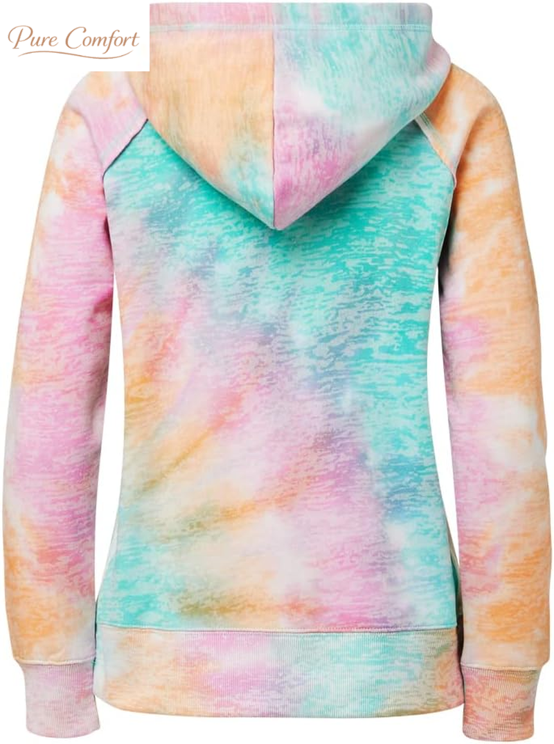 Tie Dye Sweatshirts Hoodies for Women Rainbow Lightweight Pullover - Cotton Fleece Hoodie for Fall Winter Outfits