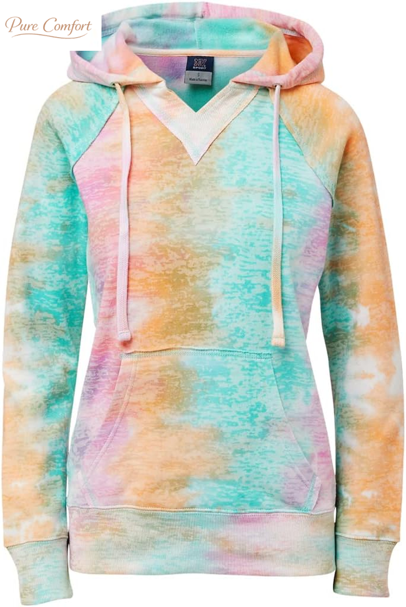Tie Dye Sweatshirts Hoodies for Women Rainbow Lightweight Pullover - Cotton Fleece Hoodie for Fall Winter Outfits