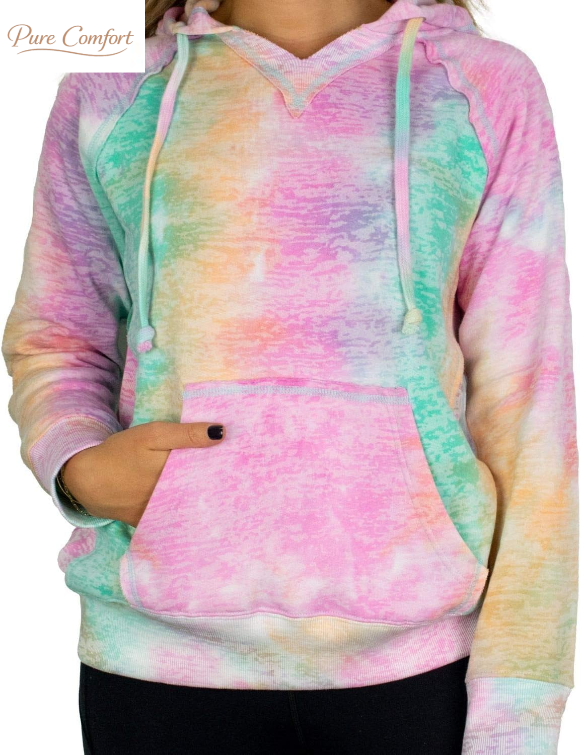 Tie Dye Sweatshirts Hoodies for Women Rainbow Lightweight Pullover - Cotton Fleece Hoodie for Fall Winter Outfits