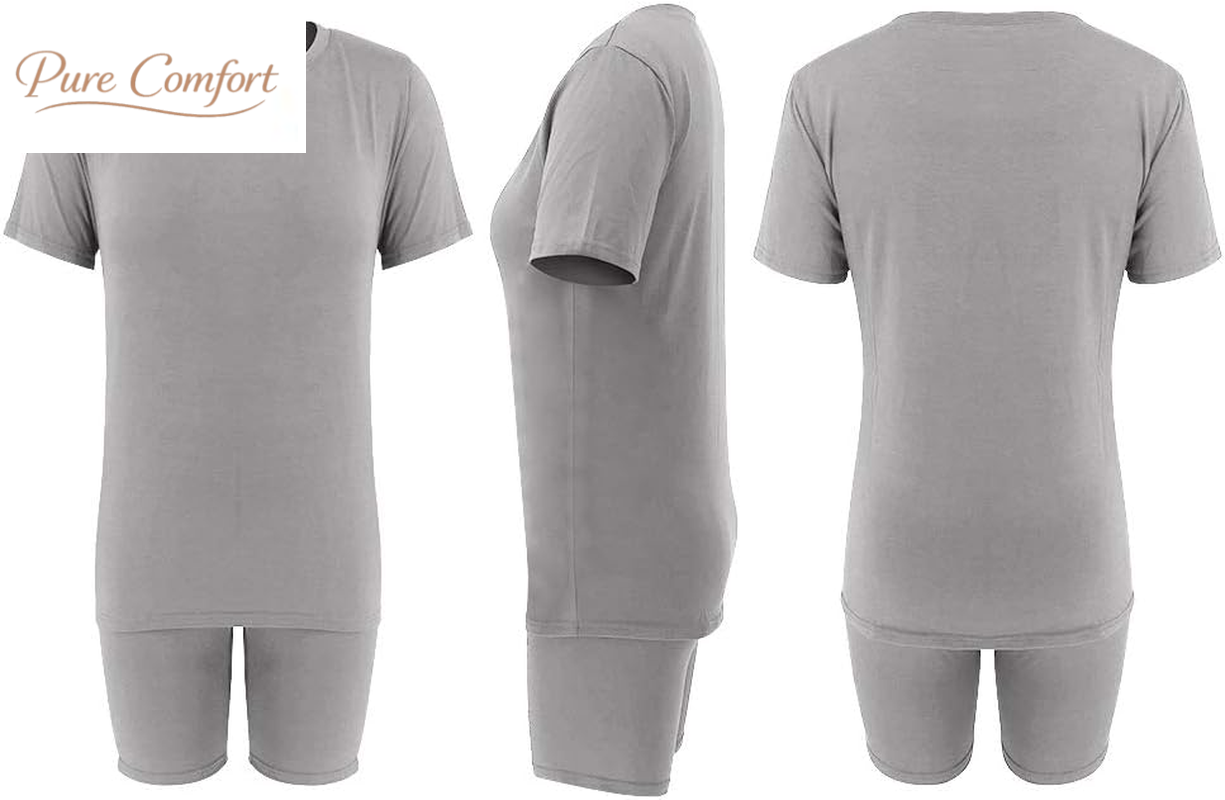 Women'S 2 Piece Casual Fashion Sports Solid Color Suit Short Sleeve Top and Pants Set Sweatshirt