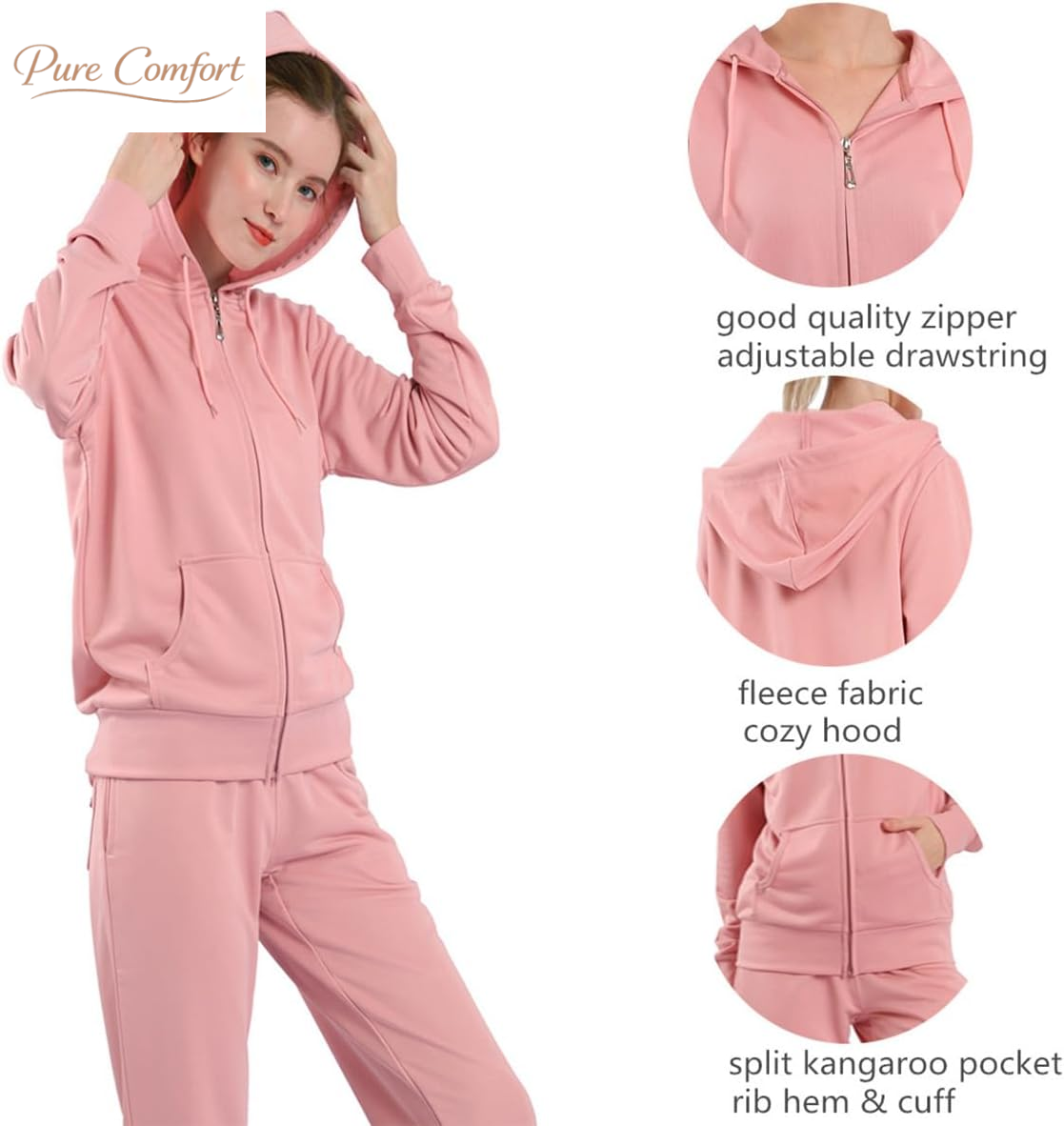Tracksuit Sets Womens 2 Piece Sweatsuits Fashion Cozy Fleece Zip up Hoodies and Sweatpants Jogging Sets