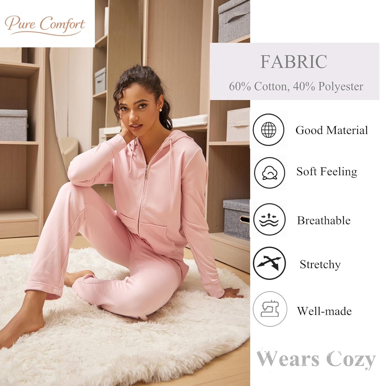Tracksuit Sets Womens 2 Piece Sweatsuits Fashion Cozy Fleece Zip up Hoodies and Sweatpants Jogging Sets