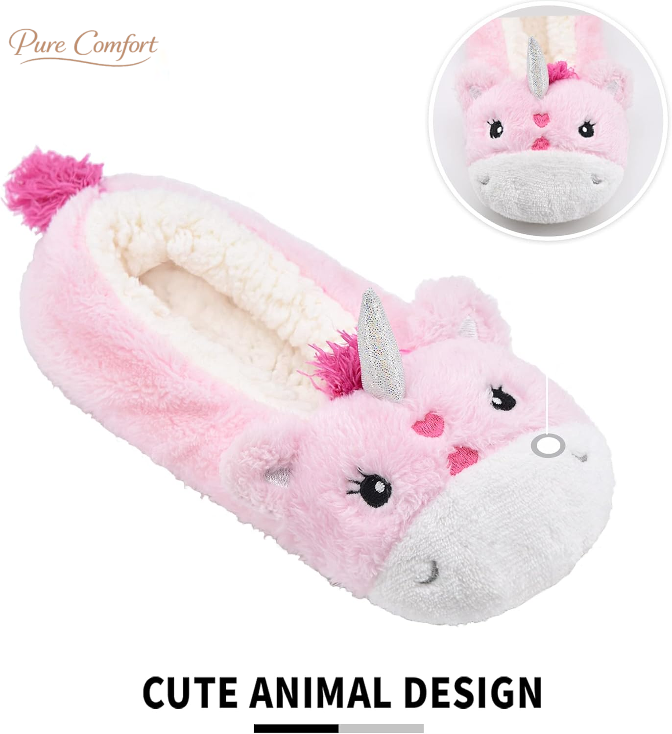 Womens Animal Thick & Warm Slipper Socks with Non Slip Grippers on Bottoms, Character House Shoes, Novelty Slippers for Ladies
