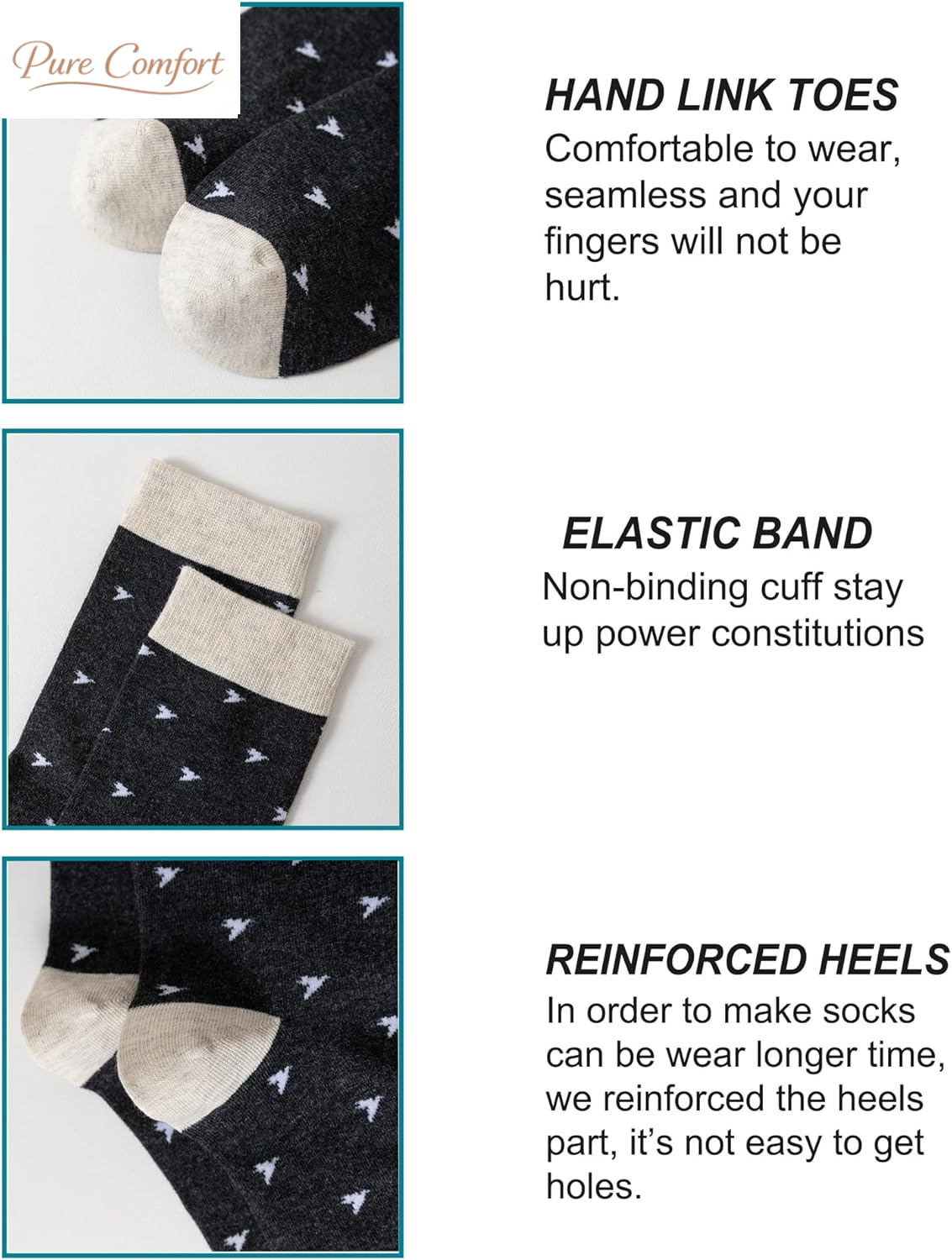 Mens Dress Socks Combed Anti-Pilling Cotton Calf Length Moisture Wicking Odor Control Casual Crew Socks for Men