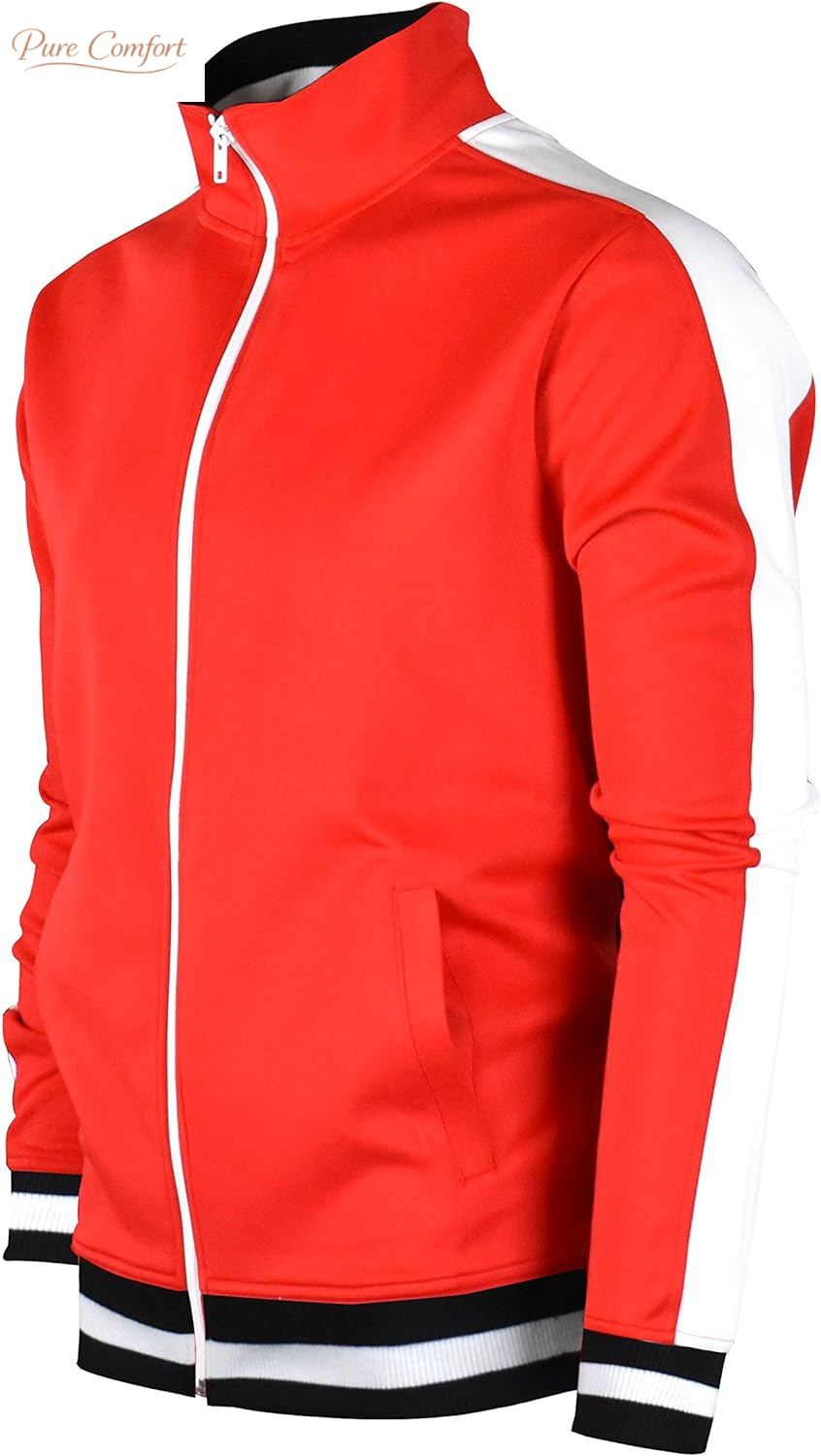 -TRACK JACKET Mens Urban Hip Hop Premium Track Jacket - Slim Fit Side Taping Sportswear Urbanwear Streetwear Top