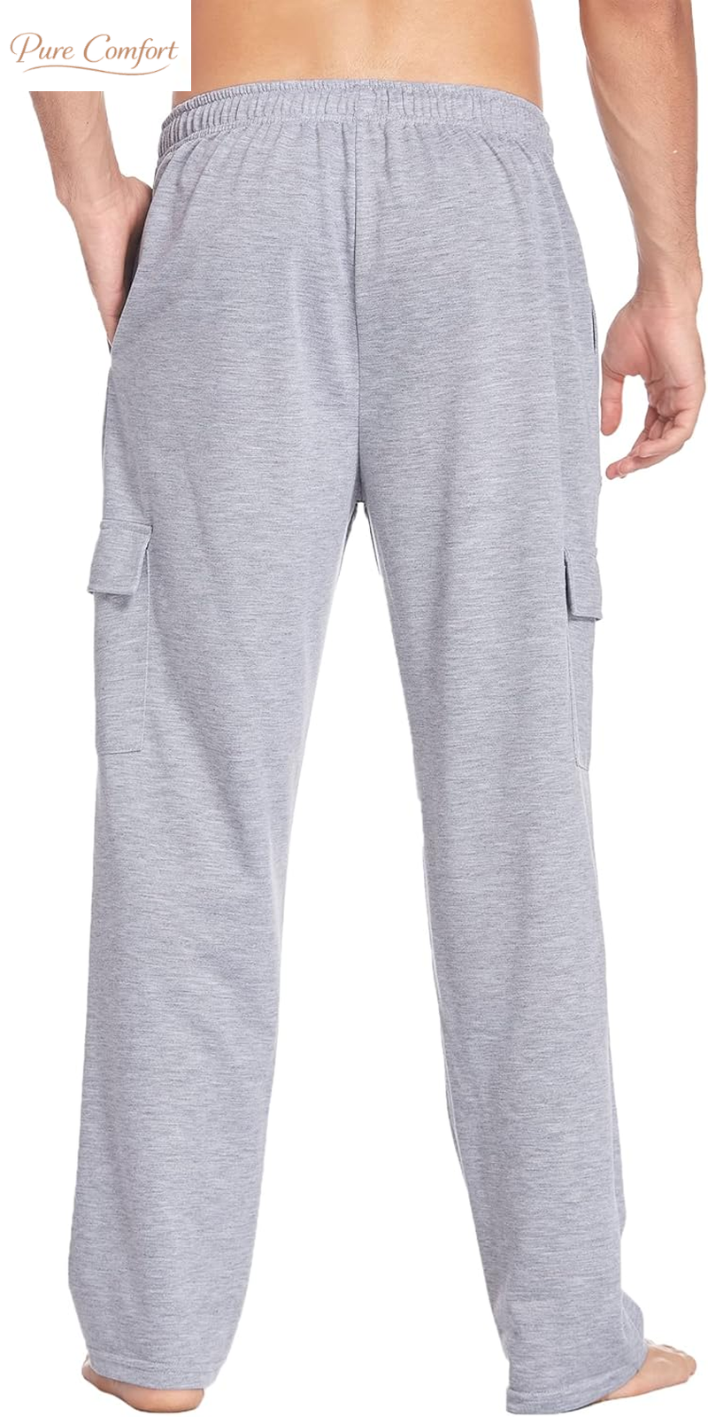 Men'S Cargo Sweatpants Open Bottom Baggy Sweat Pants for Mens Straight Leg Gym Cargo Sweats Lounge Pants with Pockets