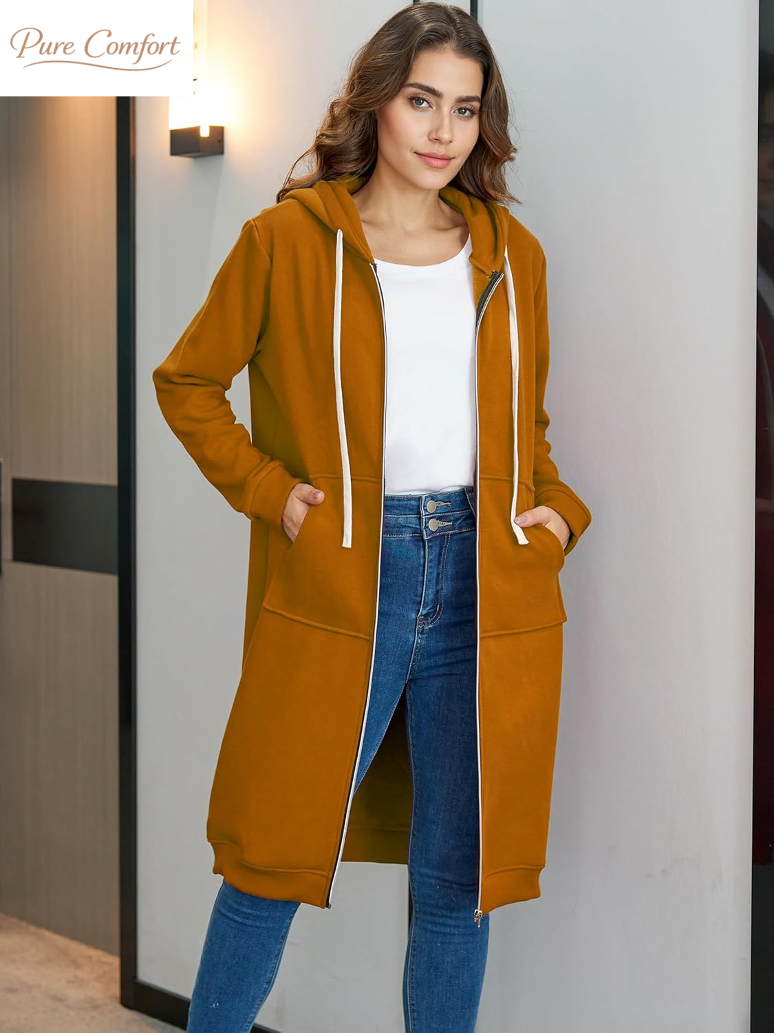 Womens Long Zip up Hoodies Comfortable Fleece Fashion Sweatshirts 2026 Casual Jackets with Pockets