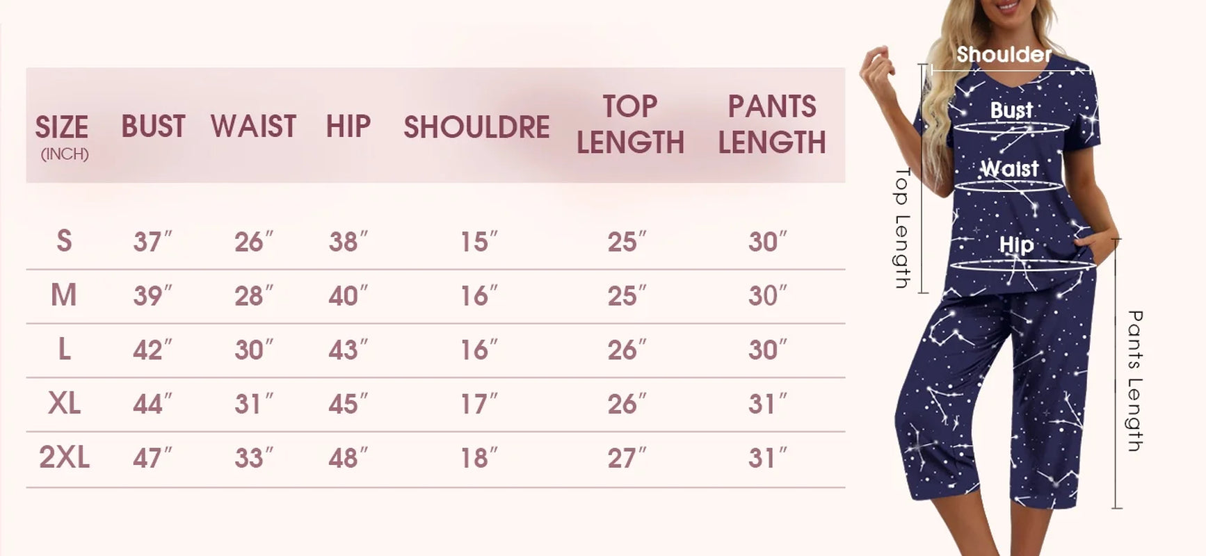 Women'S Pajama Sets Short Sleeve Shirt and Capri Soft Pajama Sets with Pockets S-4XL